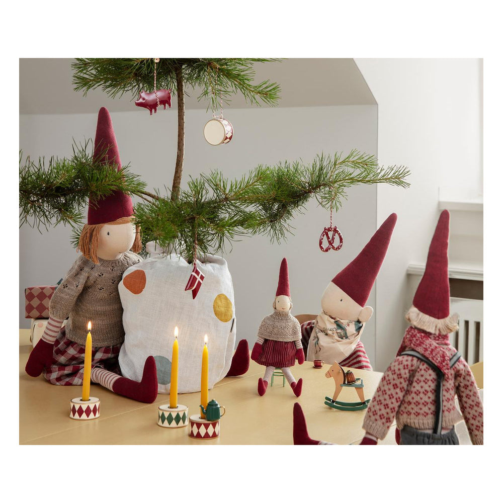 Candle Holder Drum Red-Off White