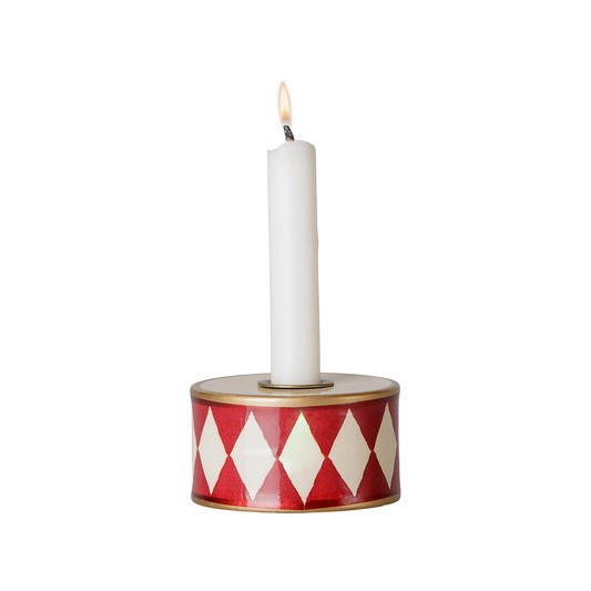 Candle Holder Drum Off White-Red