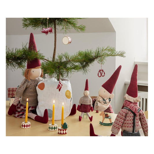 Candle Holder Drum Off White-Red