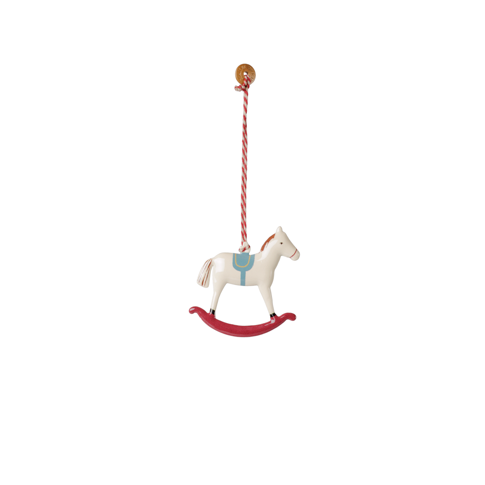 Metal Ornament Rocking Horse Red