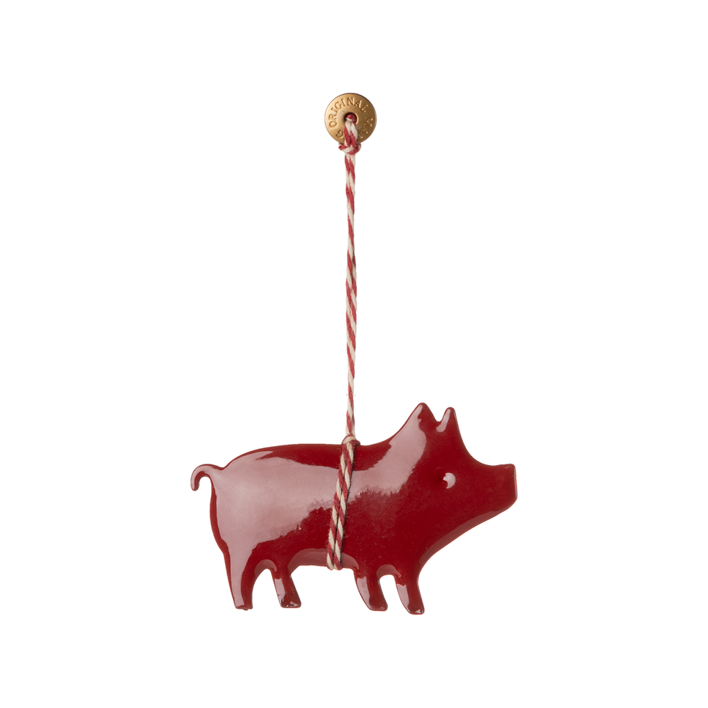 Metal Ornament Pig Red 2026