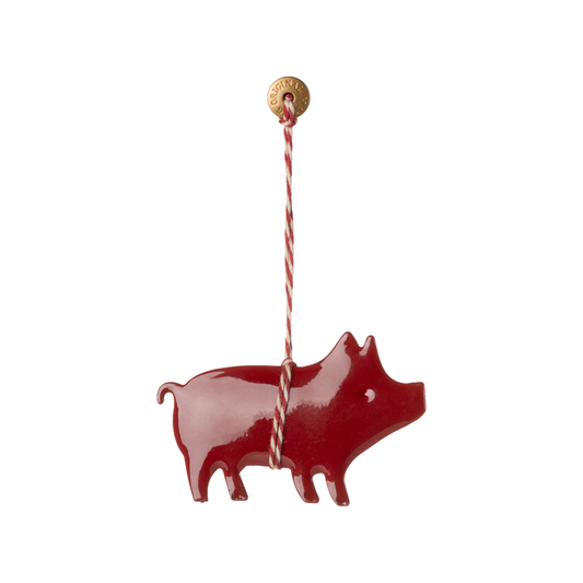 Metal Ornament Pig Red 2026