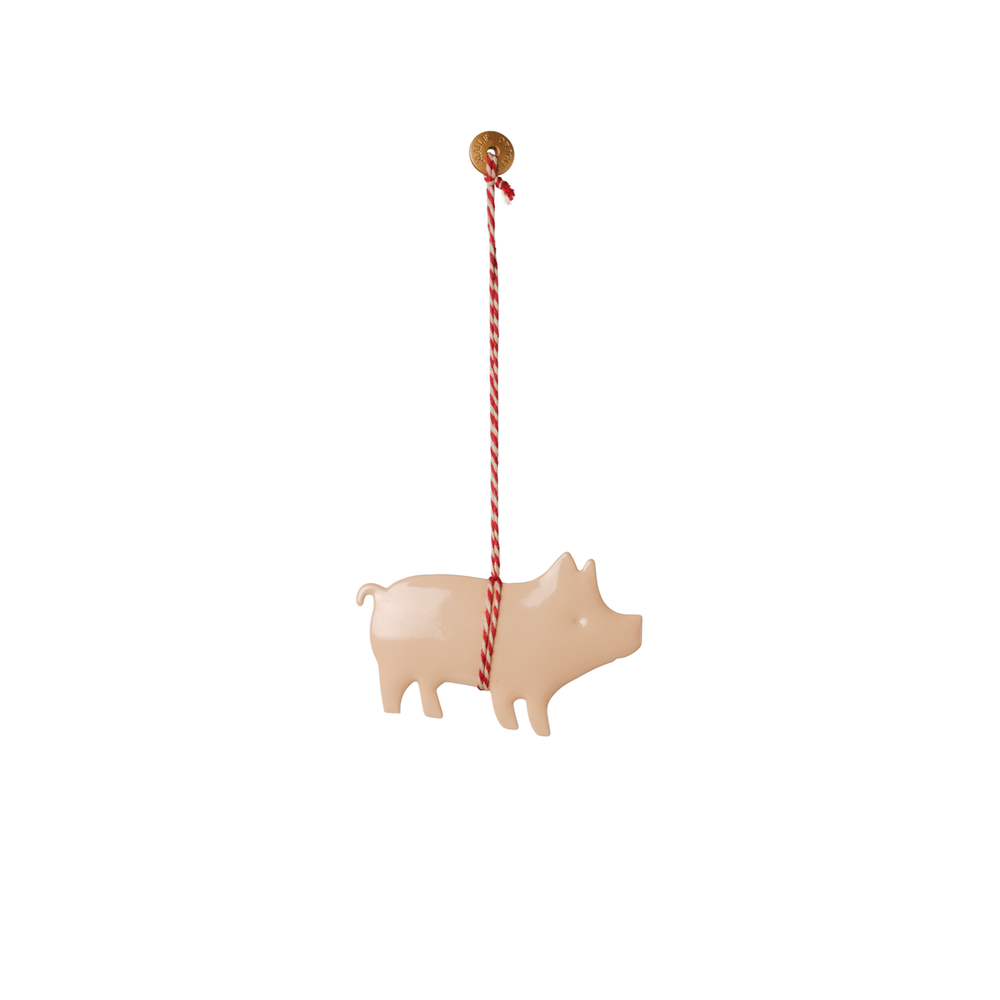 Metal Ornament Pig Rose