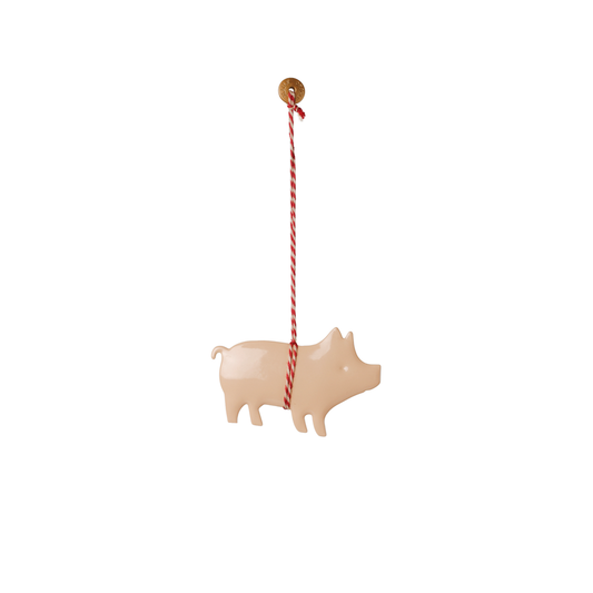 Metal Ornament Pig Rose