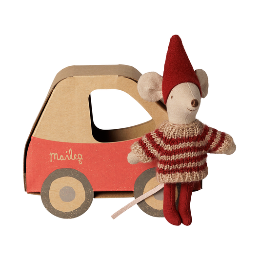 Christmas Mouse Little Sister in Car Box