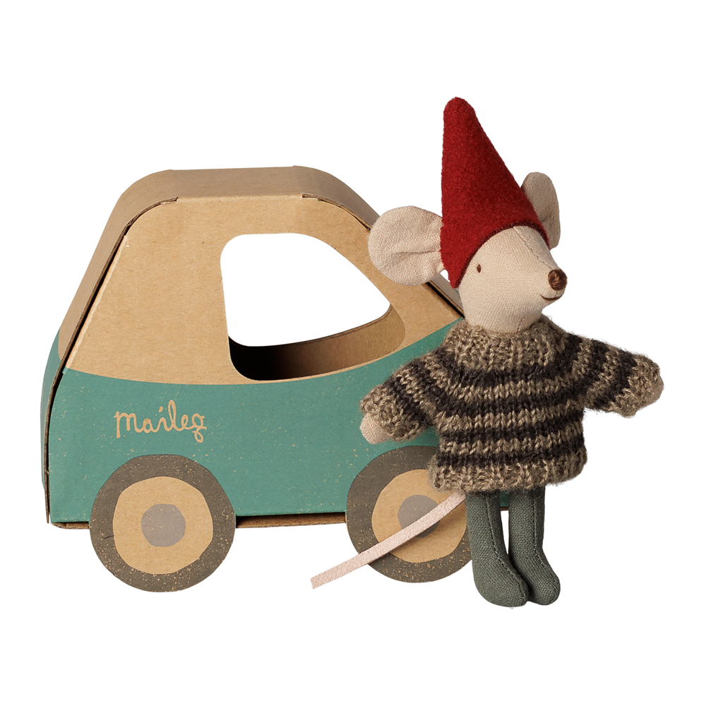 Christmas Mouse Little Brother in Car Box