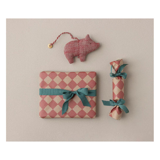 Gift Wrap 10m Checker Powder-Red - In Store Pick Up Only