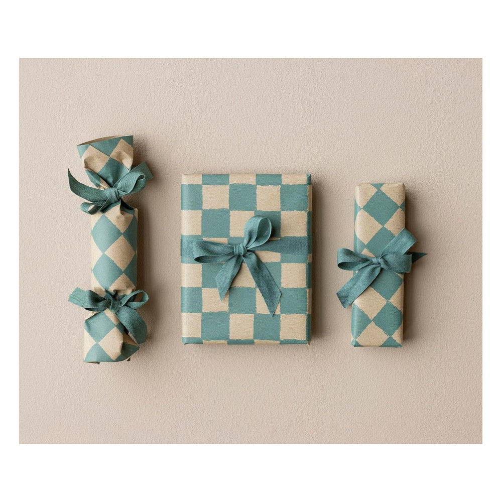 Gift Wrap 10m Checker Petrol - In Store Pick Up Only