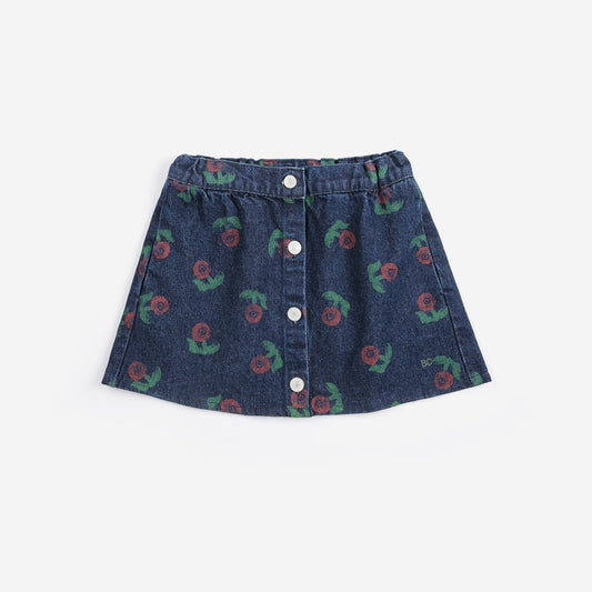 Stamp Bloom All Over Denim Skirt