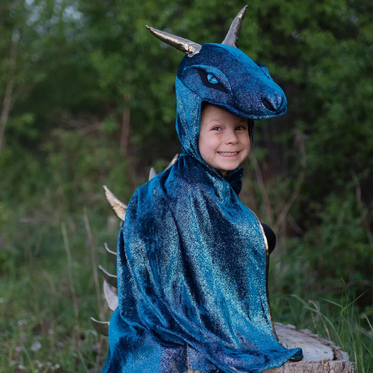 Teal & Gold Starry Night Dragon - Size 5-6 Years