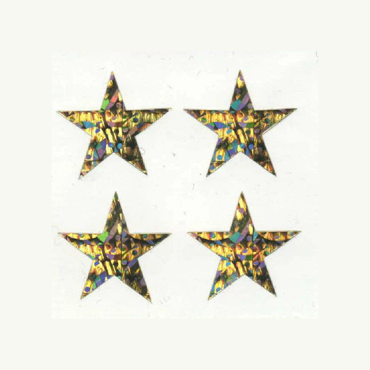 Gold Stars 4 Prismatic Stickers Off The Roll