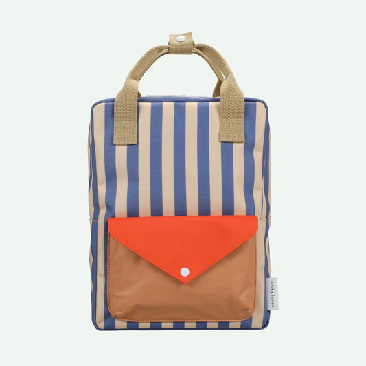 Backpack Medium Envelope Stripes Blue Whale + Sandy Yellow