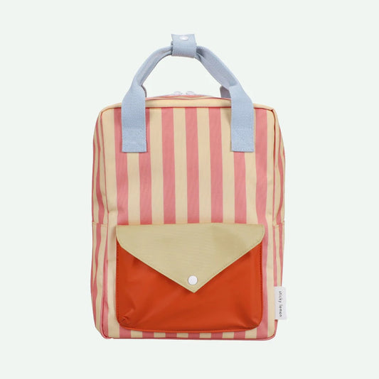 Backpack Medium Envelope Stripes Coral Pink + Sandy Yellow