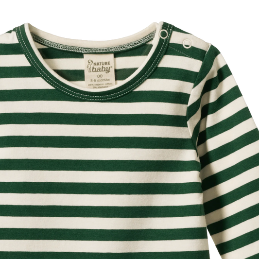 Stretch Jersey Long Sleeve Bodysuit Eden Sea Stripe