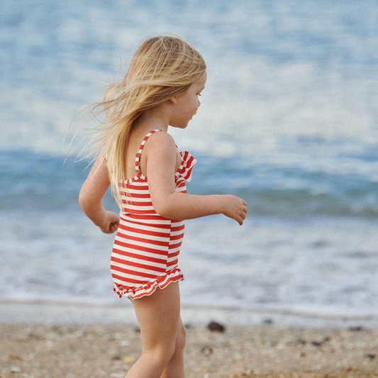 Frill Swimsuit Red Sea Stripe