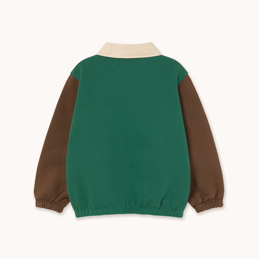 Colour Block Polo Sleeve Tee Dark Green