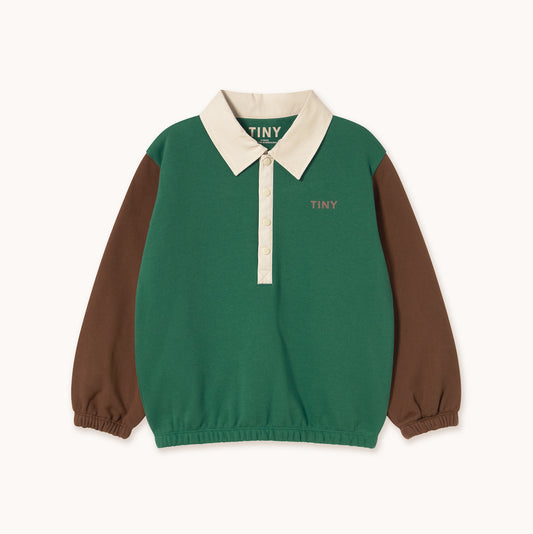 Colour Block Polo Sleeve Tee Dark Green
