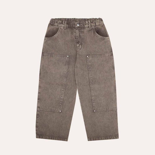 Brown Washed Kids Trousers
