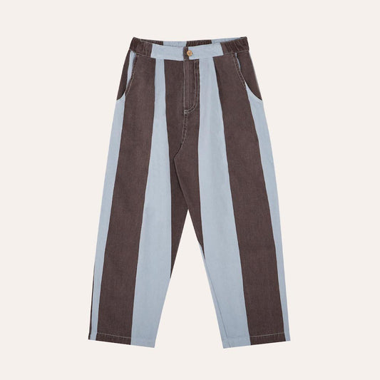 Brown Stripes Washed Kids Trousers