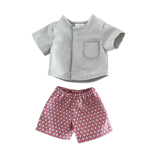 Baby Doll Set Grandad Shirt with Shorts