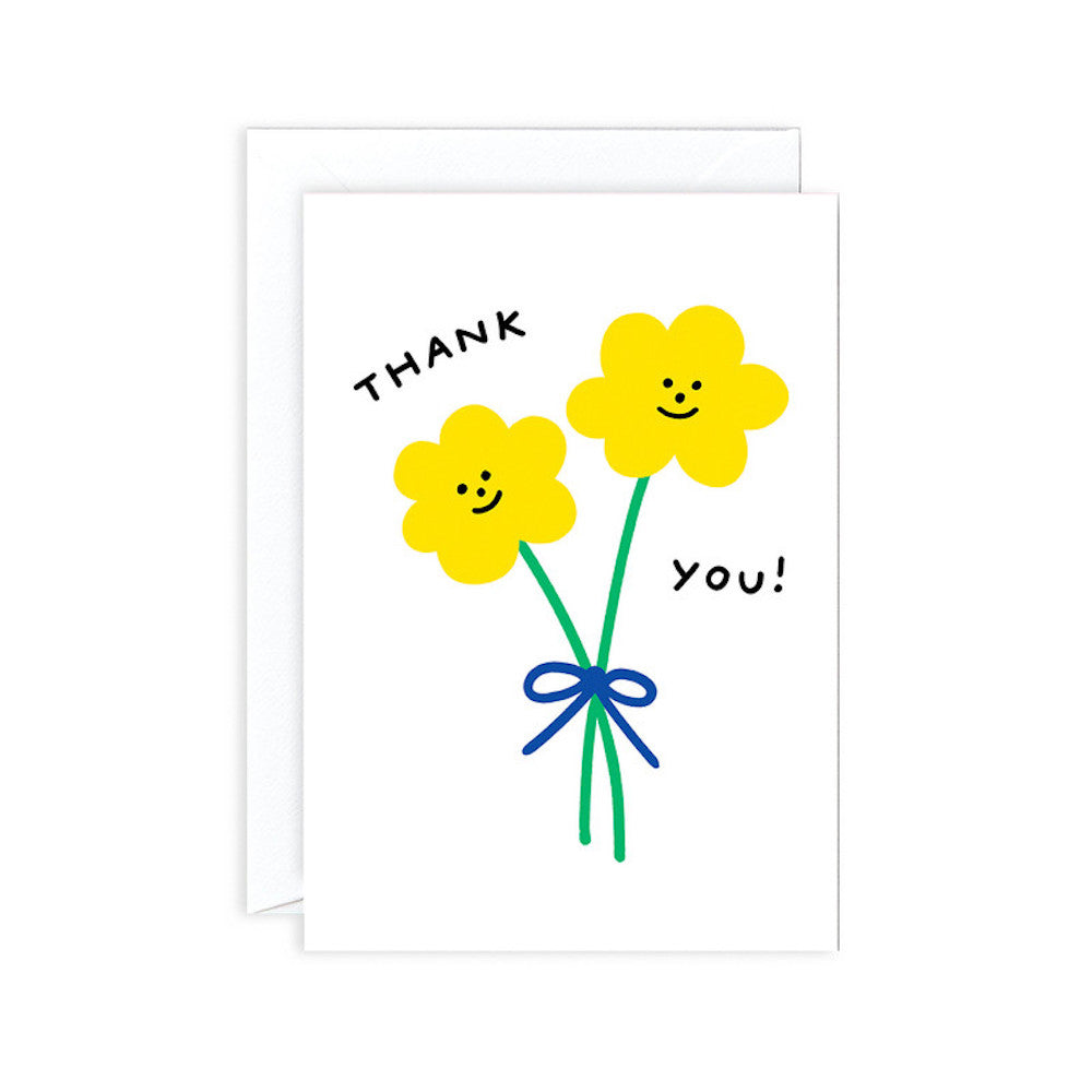 Thank you Double Flowers Greeting Card
