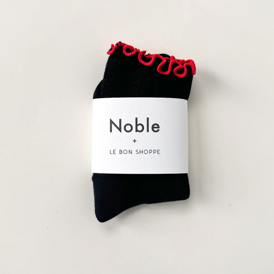 The Petite Ruffled Modal Socks Black/Red