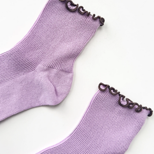 The Petite Ruffled Modal Socks Lilac/Brown