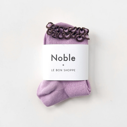 The Petite Ruffled Modal Socks Lilac/Brown