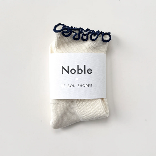 The Petite Ruffled Modal Socks Soft White/Navy