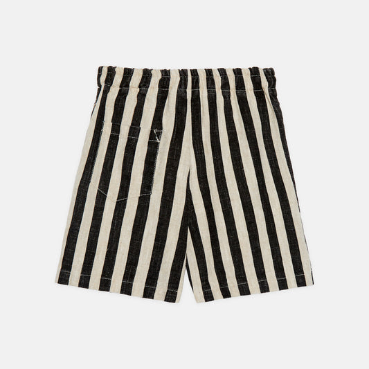 Black Stripes Linen Bermuda Shorts