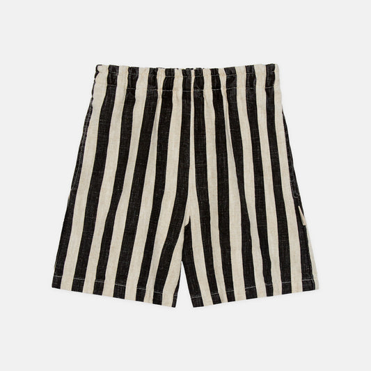Black Stripes Linen Bermuda Shorts
