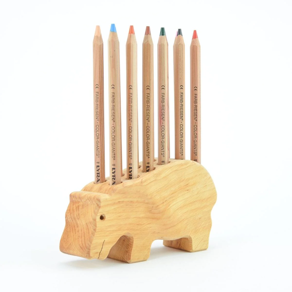 Hippo Wooden Pencil Holder 12 Holes