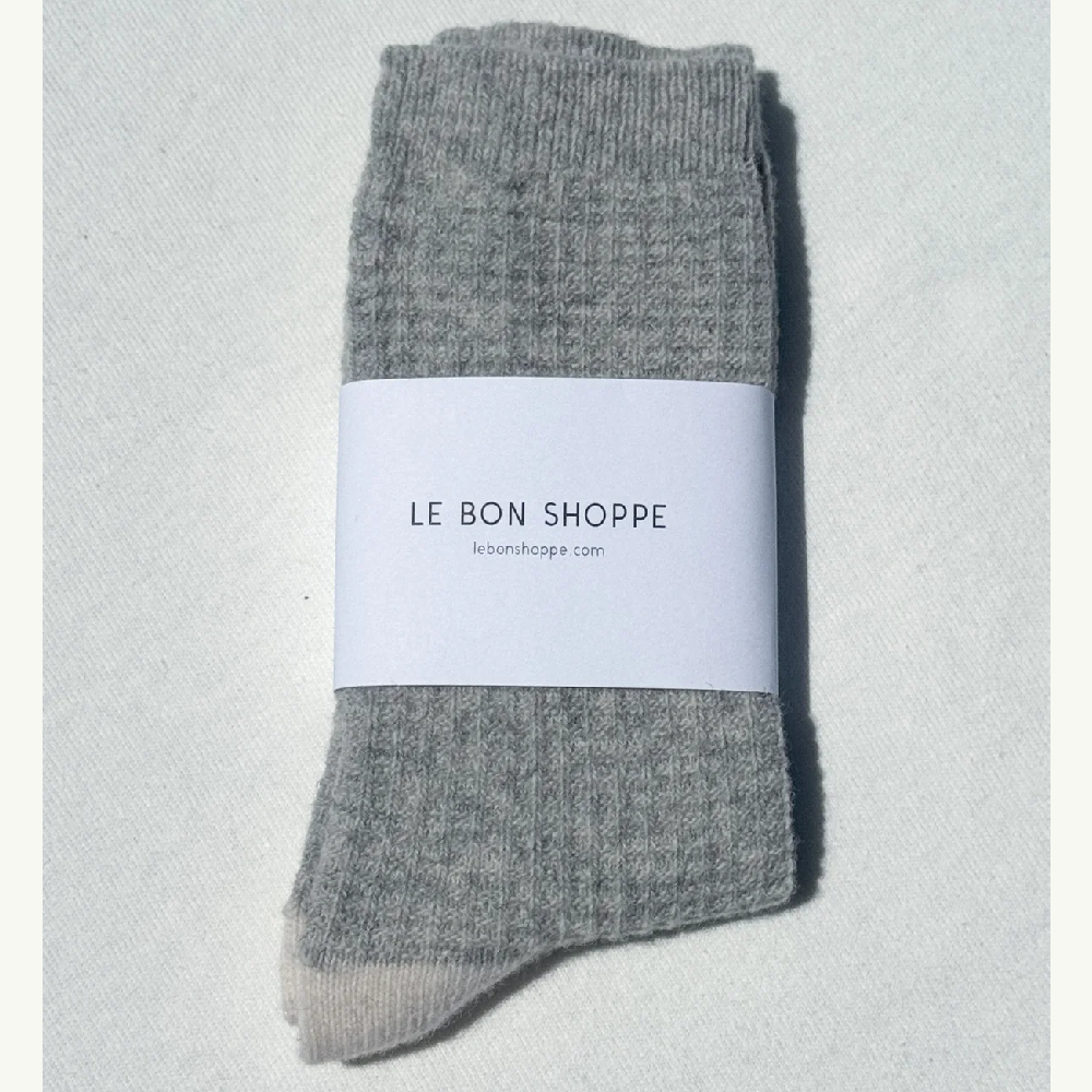 Wool Waffled Socks Stone/Cream