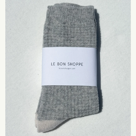 Wool Waffled Socks Stone/Cream