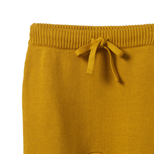 Cotton Knit Footed Rompers Yellow Sun