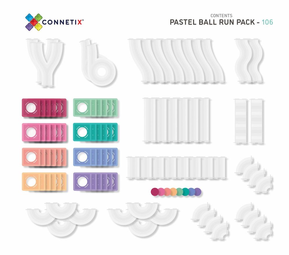 Magnetic Tiles 106 Piece Pastel Ball Run Pack