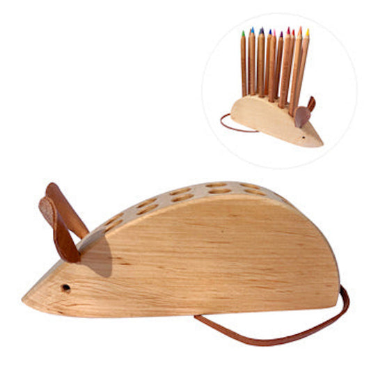 Mouse Wooden Pencil Holder 12 Holes