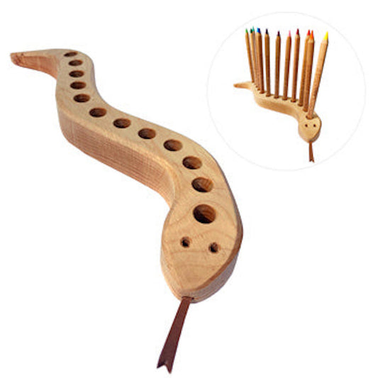 Snake Wooden Pencil Holder 12 Holes