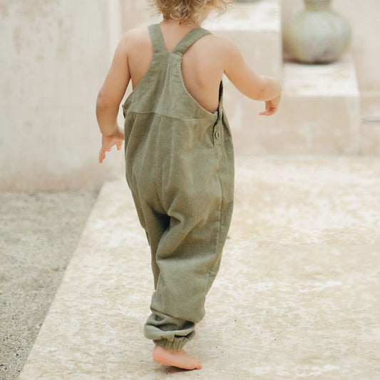 Xanthe Overalls Olive Cord - Size 4Y