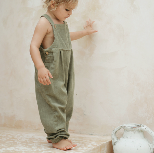 Xanthe Overalls Olive Cord - Size 4Y