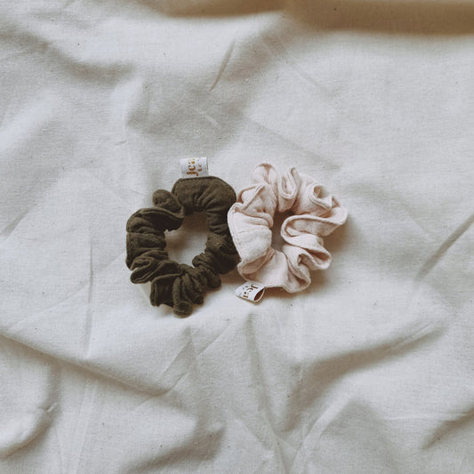 Mini Scrunchie Set Almond + Moss