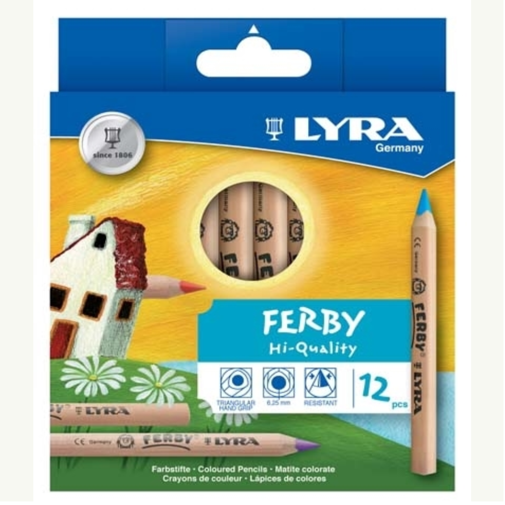Ferby Pencils Short 12 Assorted Colours Unlacquered