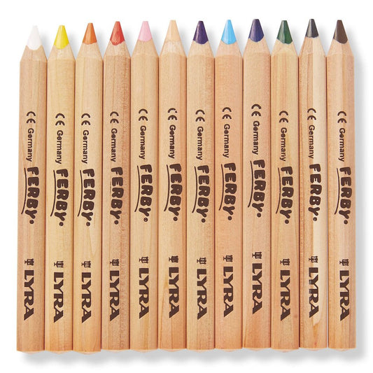 Ferby Pencils Short 12 Assorted Colours Unlacquered