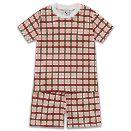Kids Shortie PJ Set Party Check